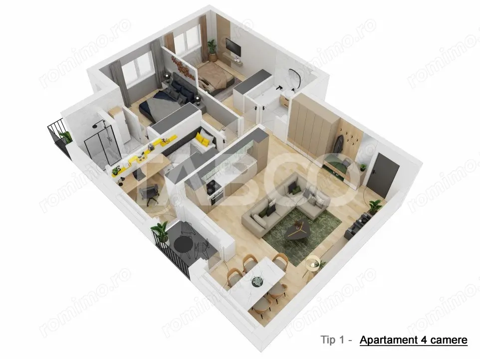 Apartament cu 4 camere 81 mpu si LOC PARCARE zona Doamna Stanca