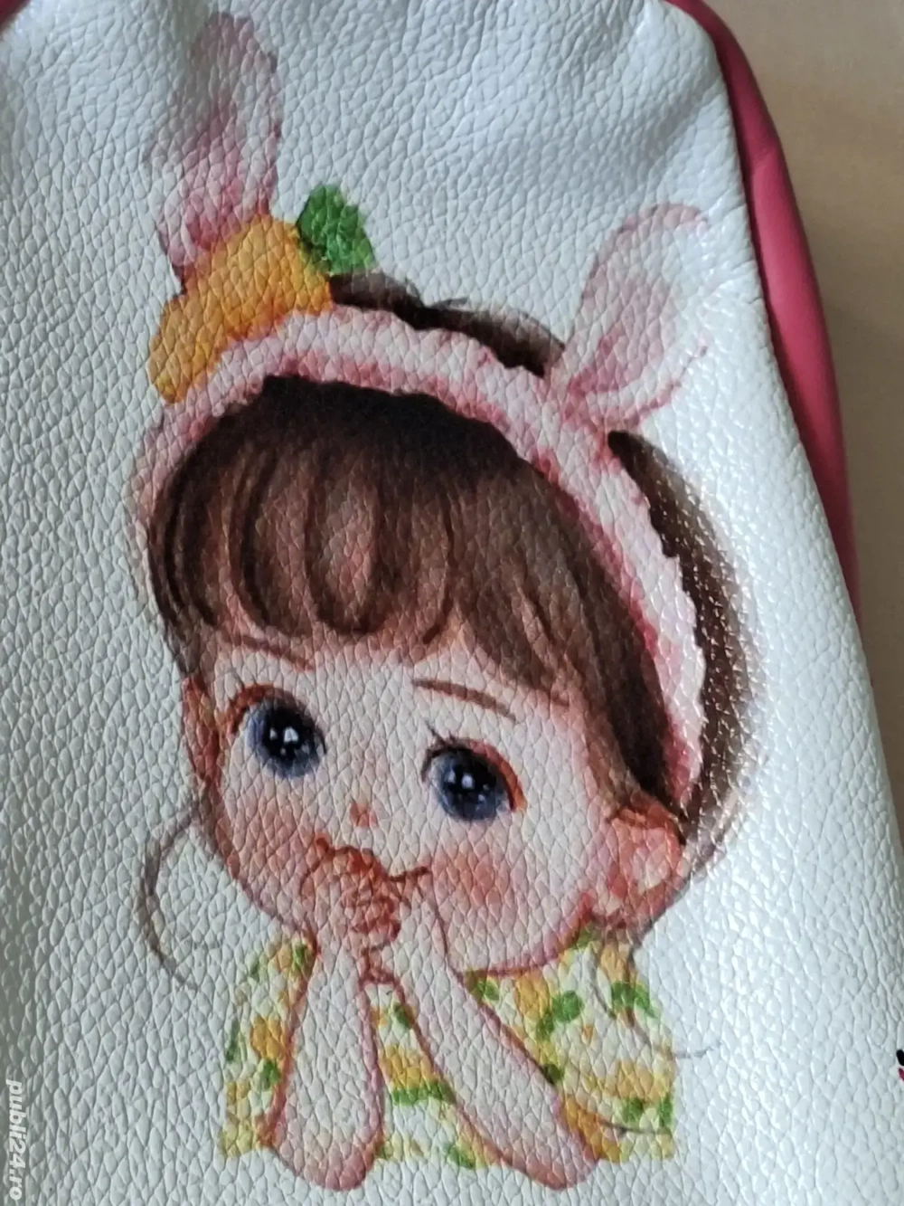 Fetita-Iepuras-Rucsac gradinita-piele naturala-captusit-pentru fete-NOU! 