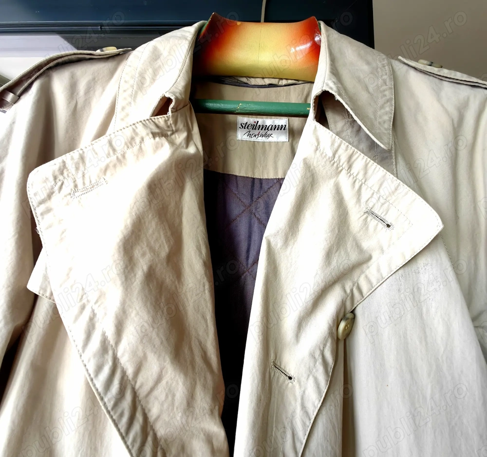 Pardesiu Steilmann, bărbătesc, culoare crem, cu căptușeală