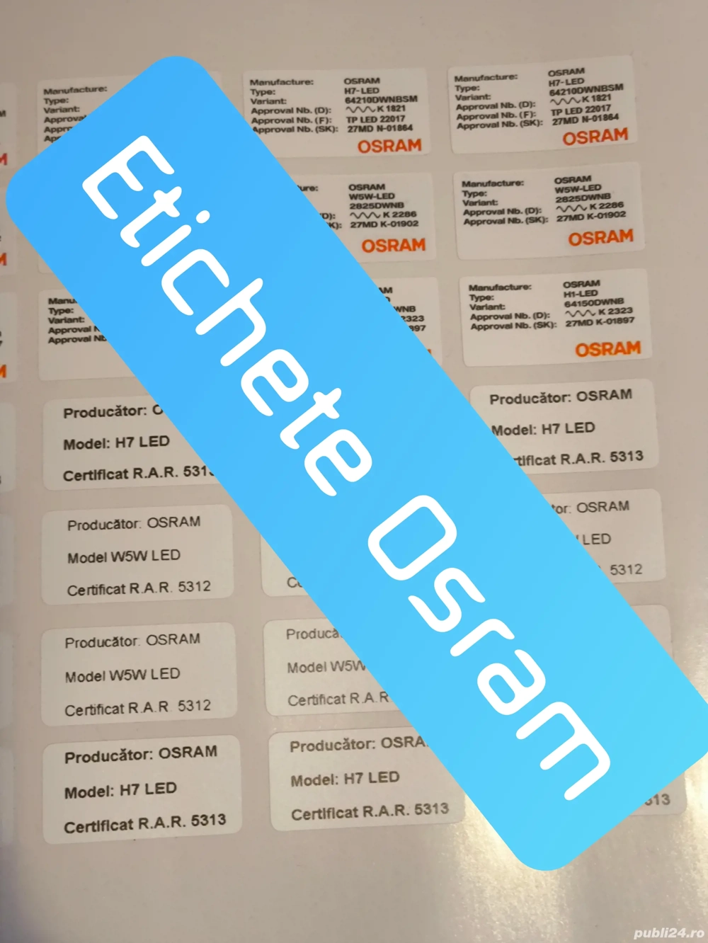 Etichete Osram , certificat RAR, declaratie de conformitate
