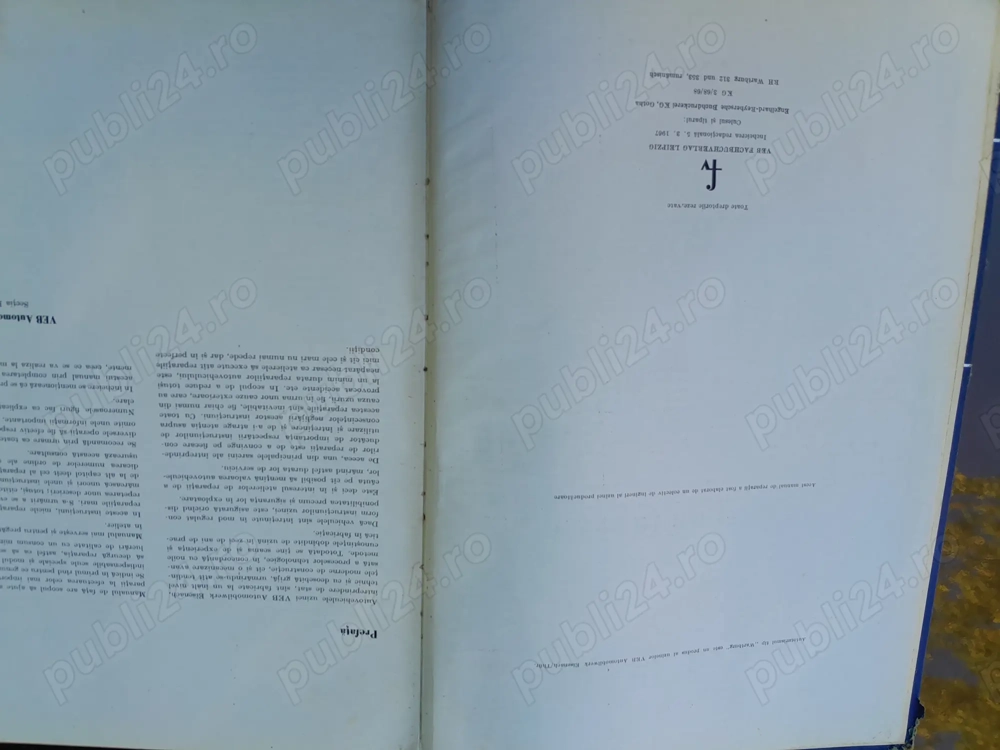 Carte tehnica Wartburg ed. 1968