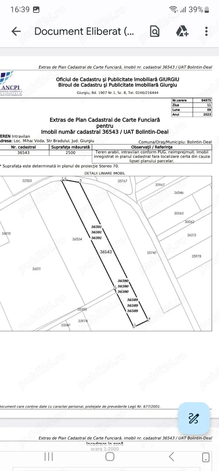 Terenuri de vanzare in Com.Bolintin Deal Sat Mihai Voda