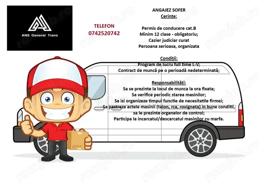 Angajez sofer curierat Brasov Str. Poienelor Nr.5 Brasov