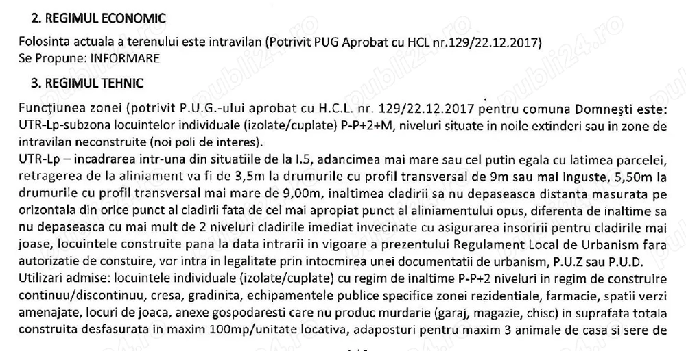 Vând teren intravilan în Domnești, zona Cațichea.