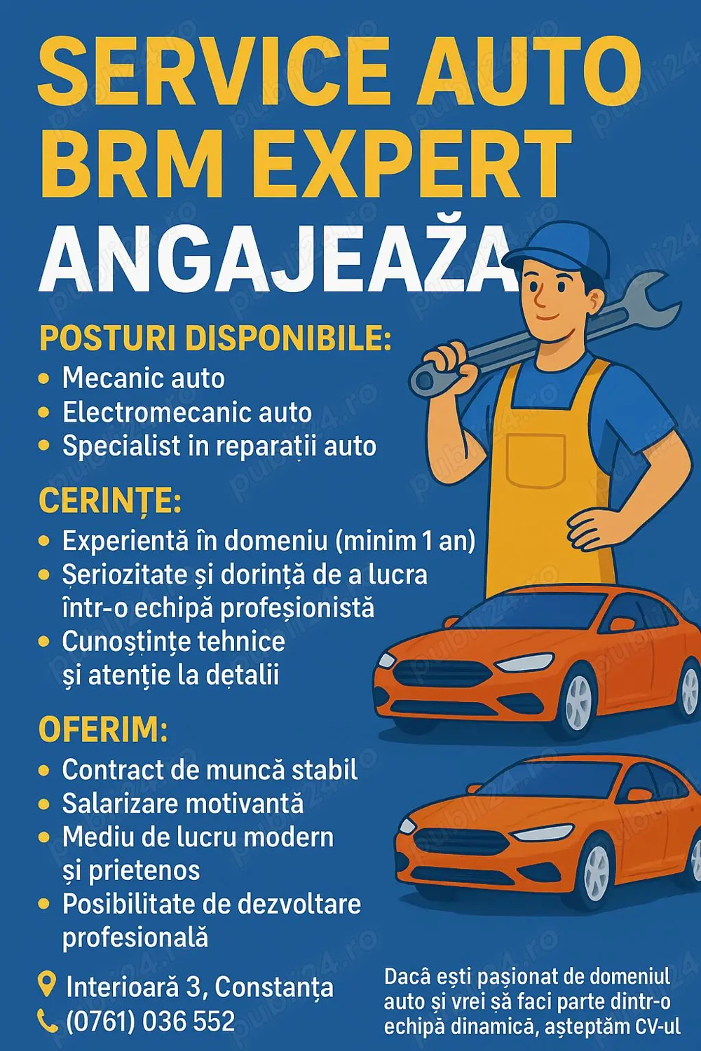  brm service, își mareste echipa, angajam mecanic, auto,si electrician auto