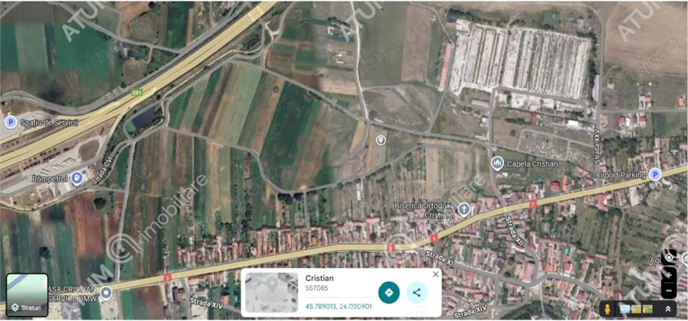 Teren intravilan de 8600 mp cu deschidere la doua drumuri in Cristian