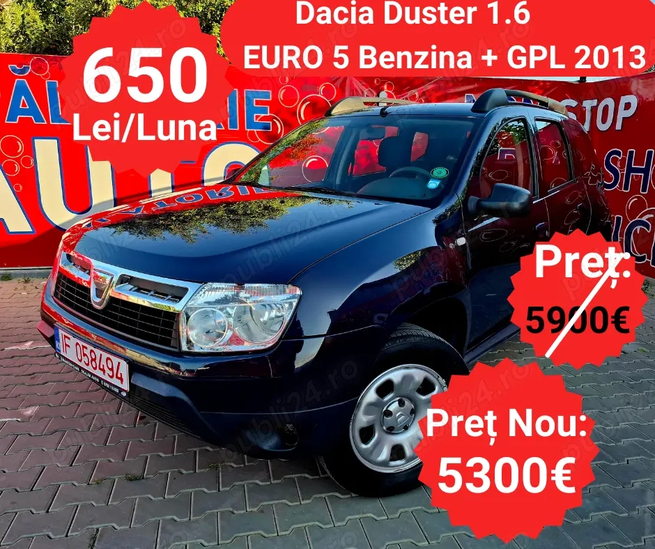 Dacia Duster 1.6 Benzina+GPL - RATE de la 650 Lei pe Luna Dacia Duster 1.6 Benzina+GPL - RATE de la 650 Lei pe Luna