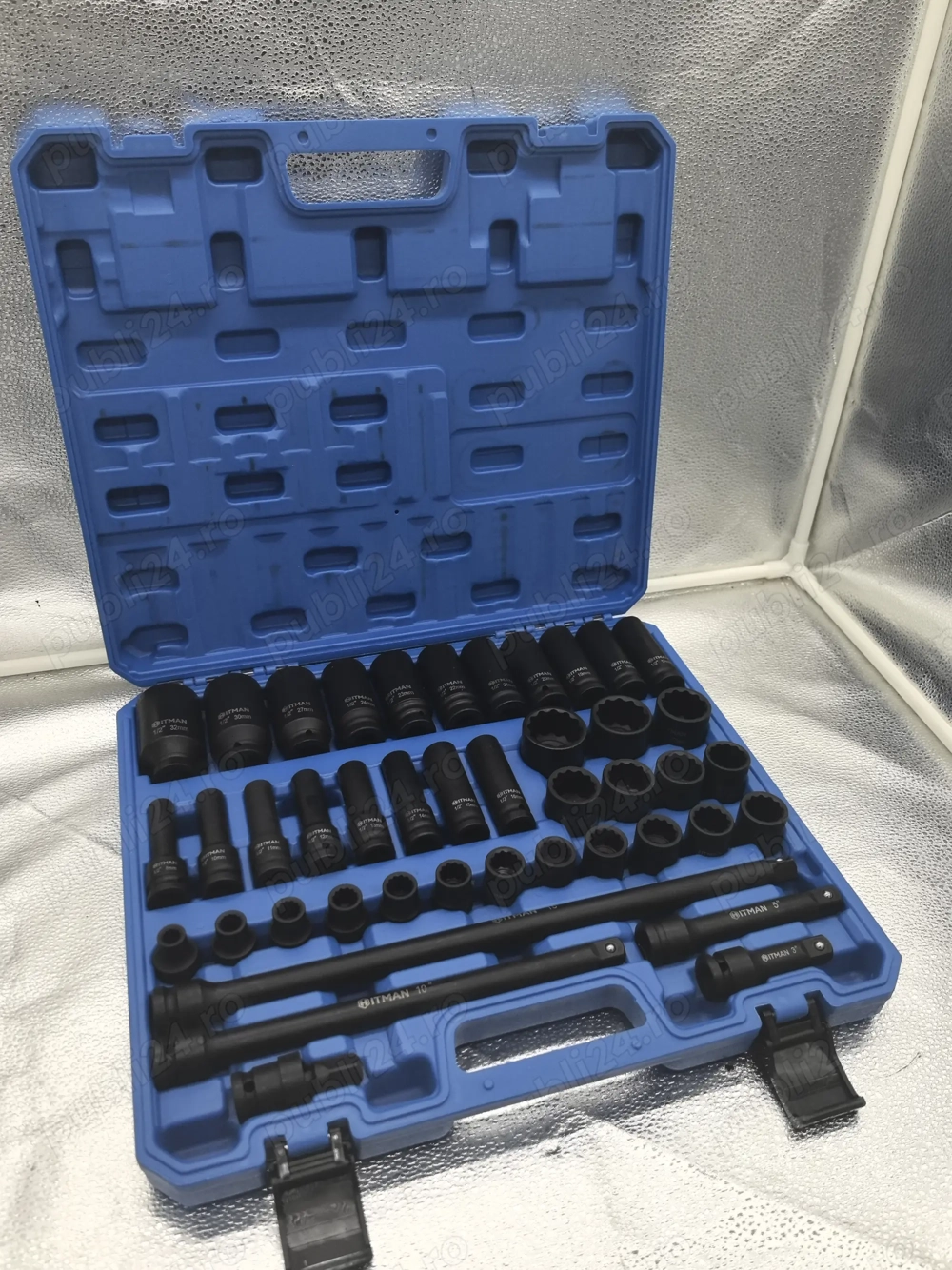 Set chei tubulare Hitman ranforsate, 12 colturi, finisaj negru – 349 lei