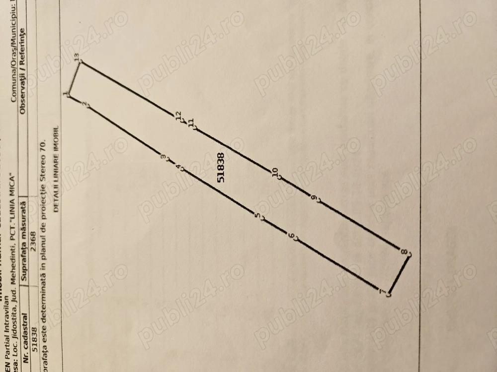 Teren in sufrafata totala de 2368 m2 sat Jidostita com Breznita Ocol jud Mh.