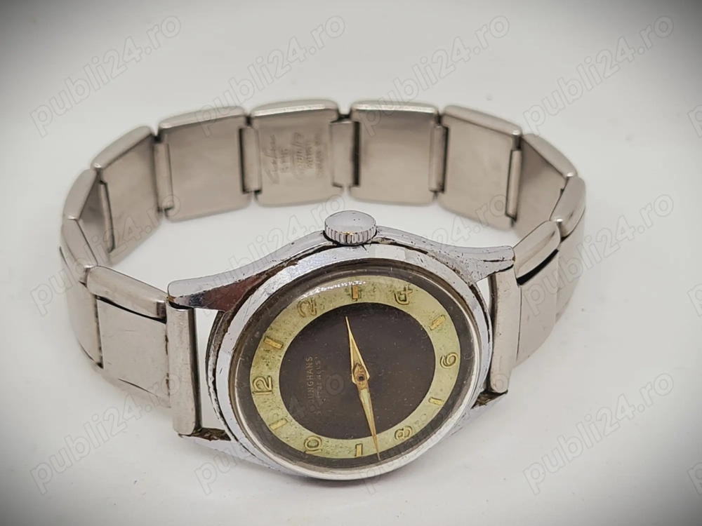 ceas vintage JUNGHANS cal J93 1, 17 rubine, brățară Kiefer, anii '50