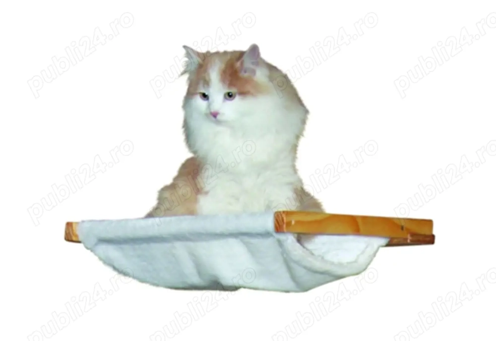 Hamac din pluș pentru pisica cu fixare pe perete