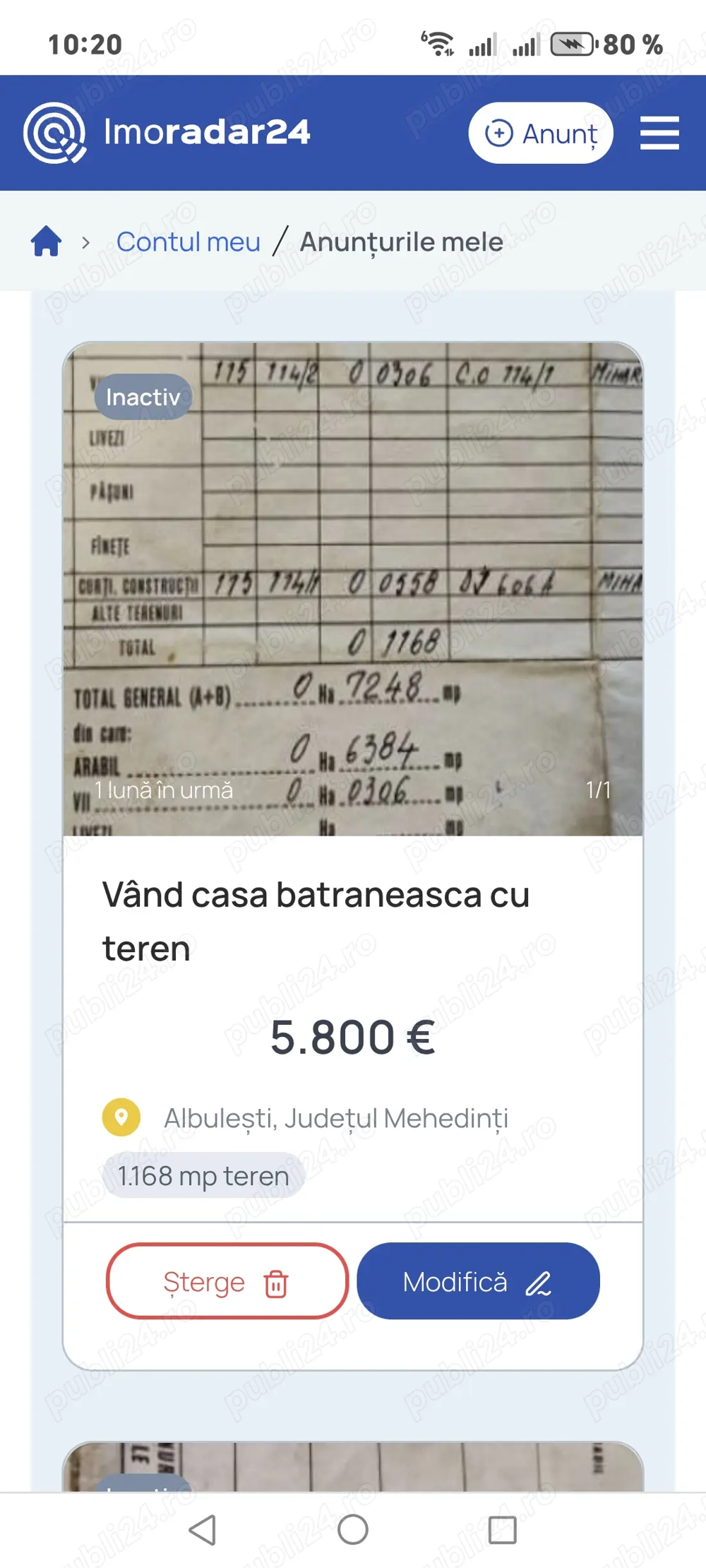 Vând casa batraneasca cu teren 