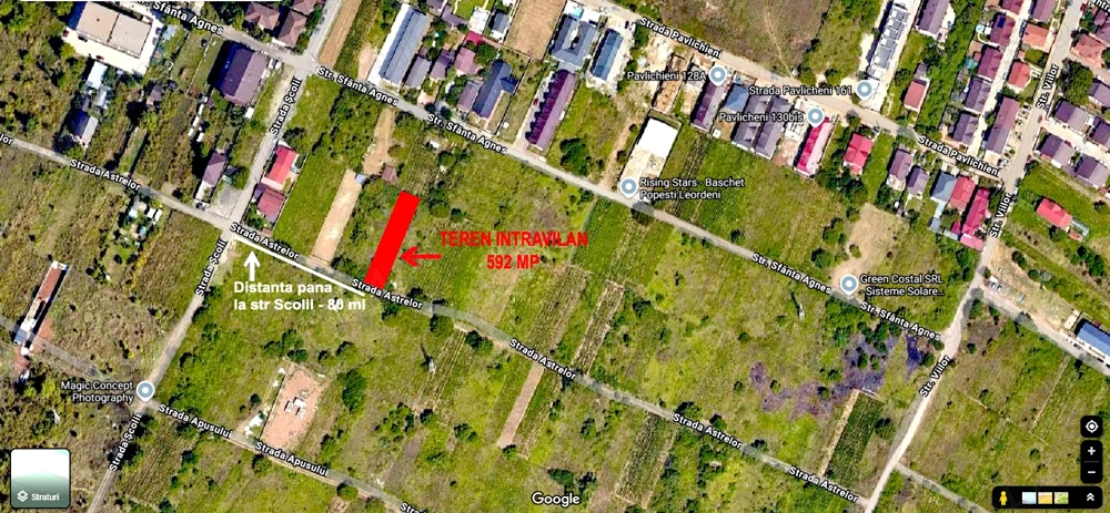 TEREN INTRAVILAN DE VANZARE Popesti-Leordeni Strada Astrelor   592 mp