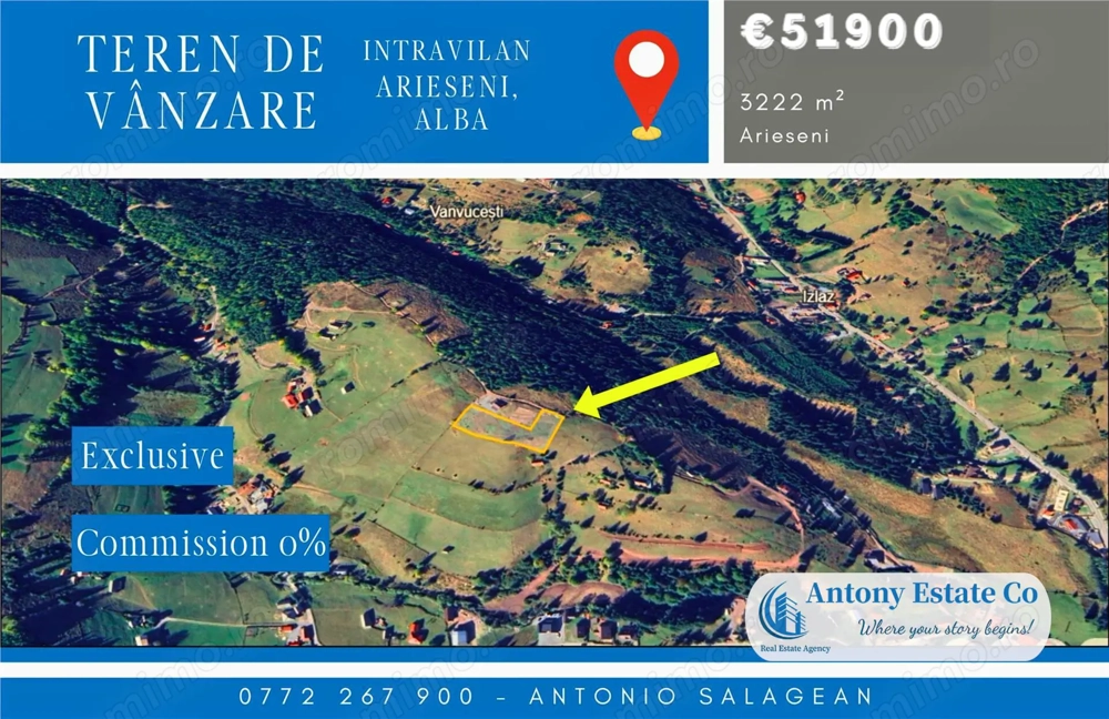 Teren intravilan, de vanzare - Arieseni, judetul Alba