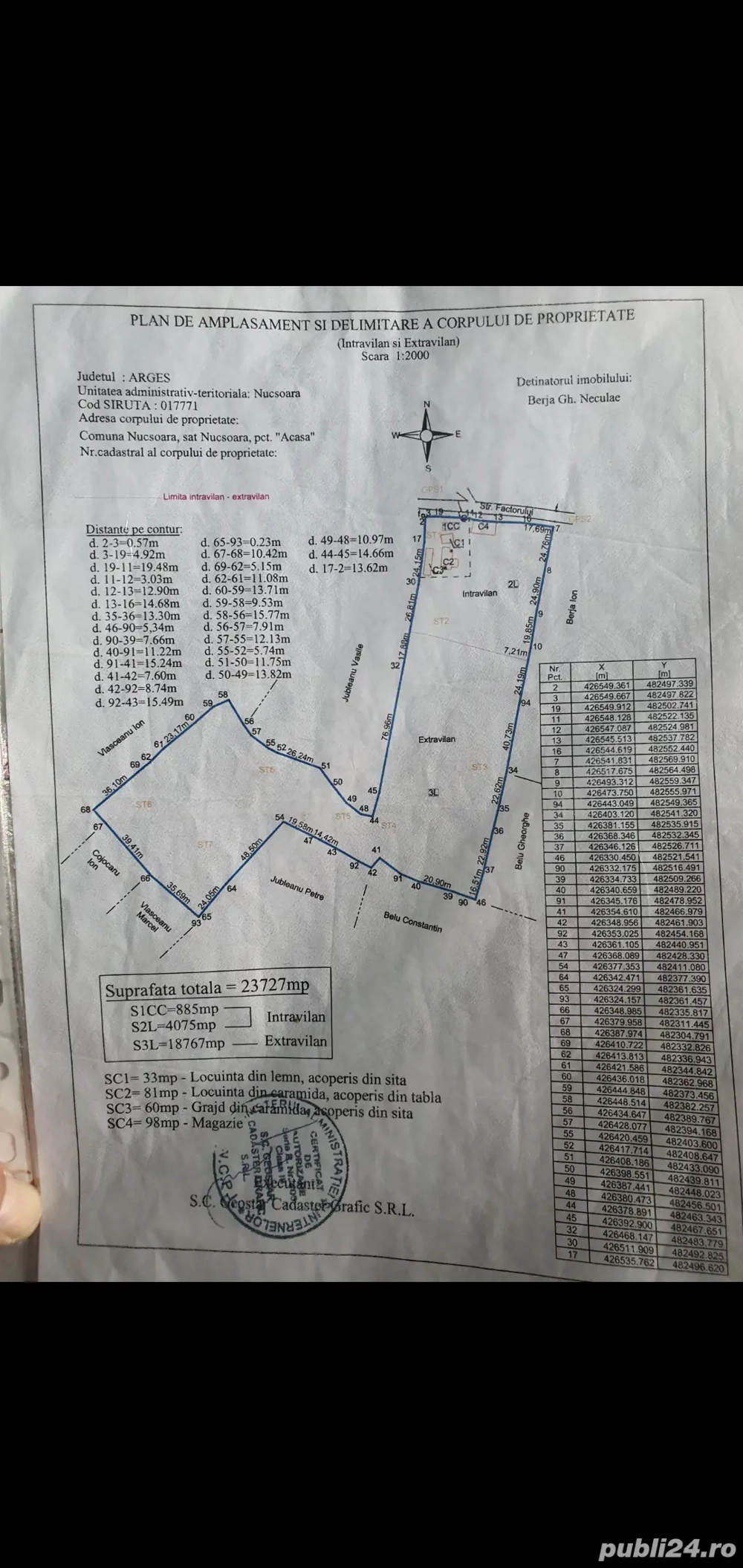 Teren si case de vanzare in com.Nucsoara jud.Arges