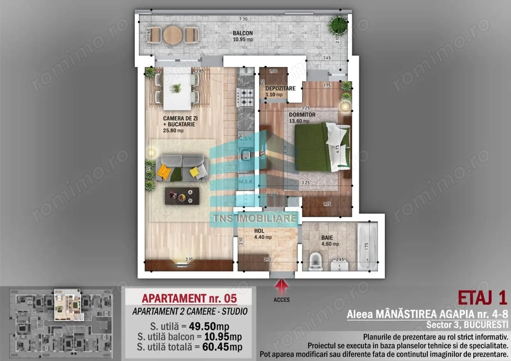 Apartament 2 Camere,Terasa 23 Mp, Titan-Nicolae Grigorescu,Metrou