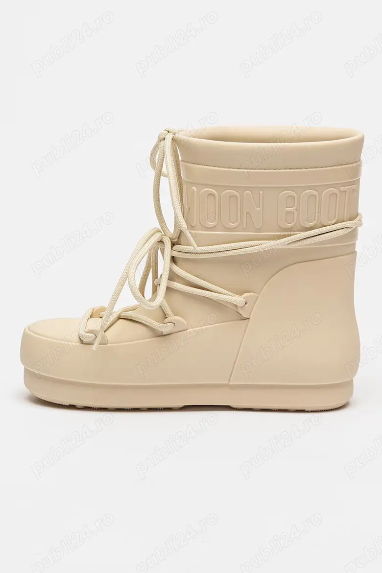 Vand Ghete de ploaie Moon Boot, logo in relief, Nr 37-38, Alb fildes, NOU, 249 Lei