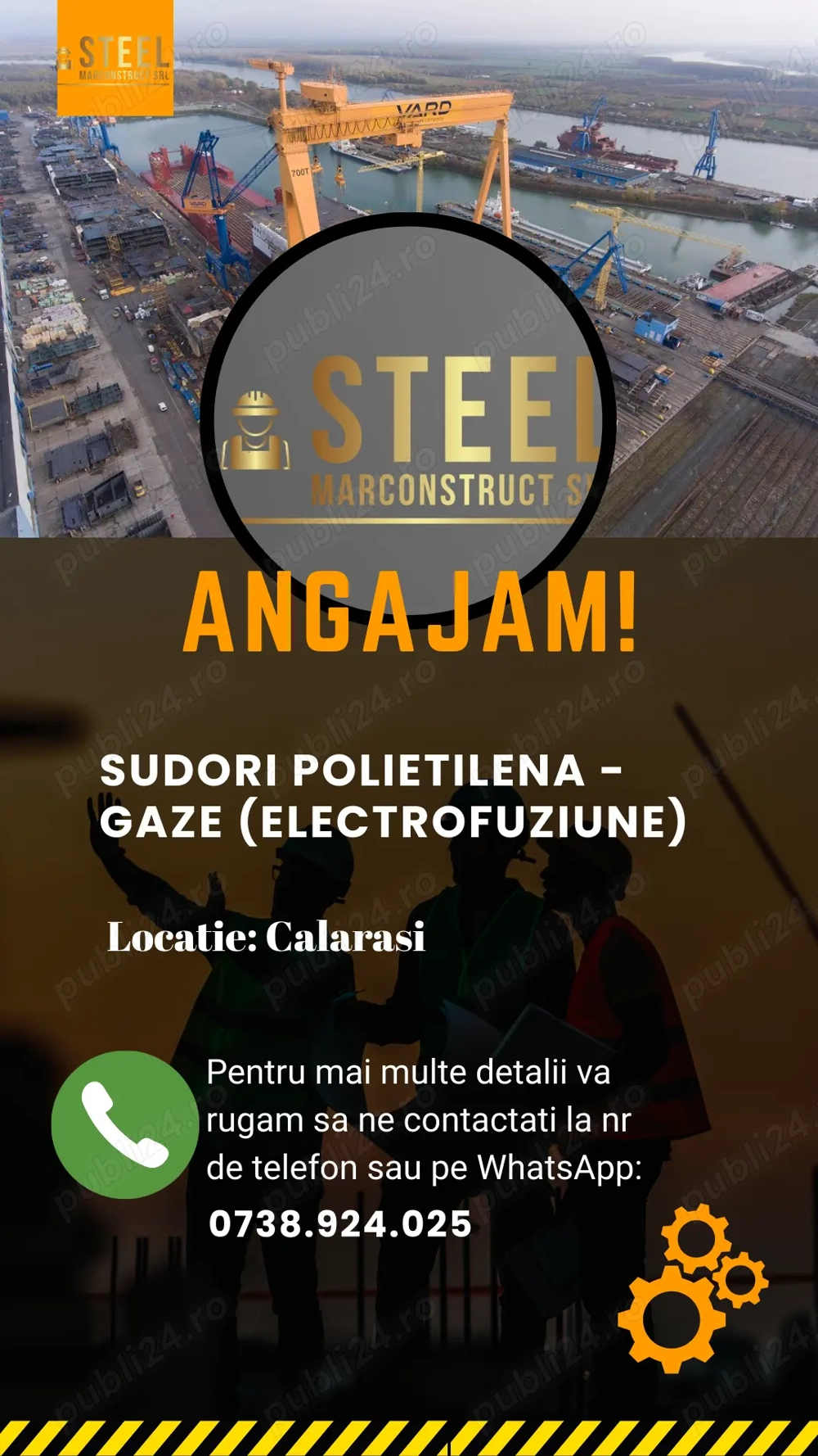Steel Marconstruct Srl angajeaza Sudori Polietilena Gaze (Electrofuziune) in Calarasi