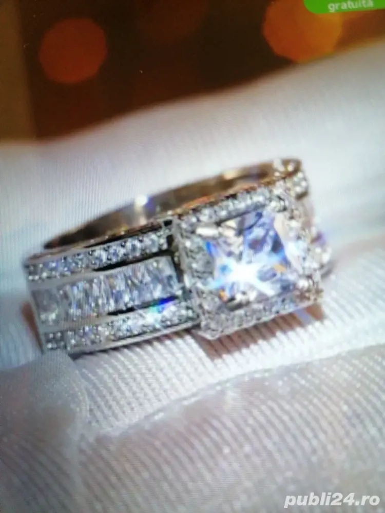 Inel elegant de promisiune pavat cu zirconiu alb 