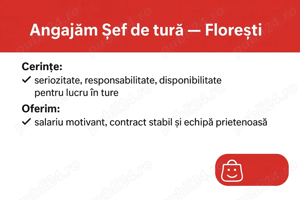 Angajăm Șef de tură Casier   Profi Florești Angajăm Șef de tură Casier   Profi Florești