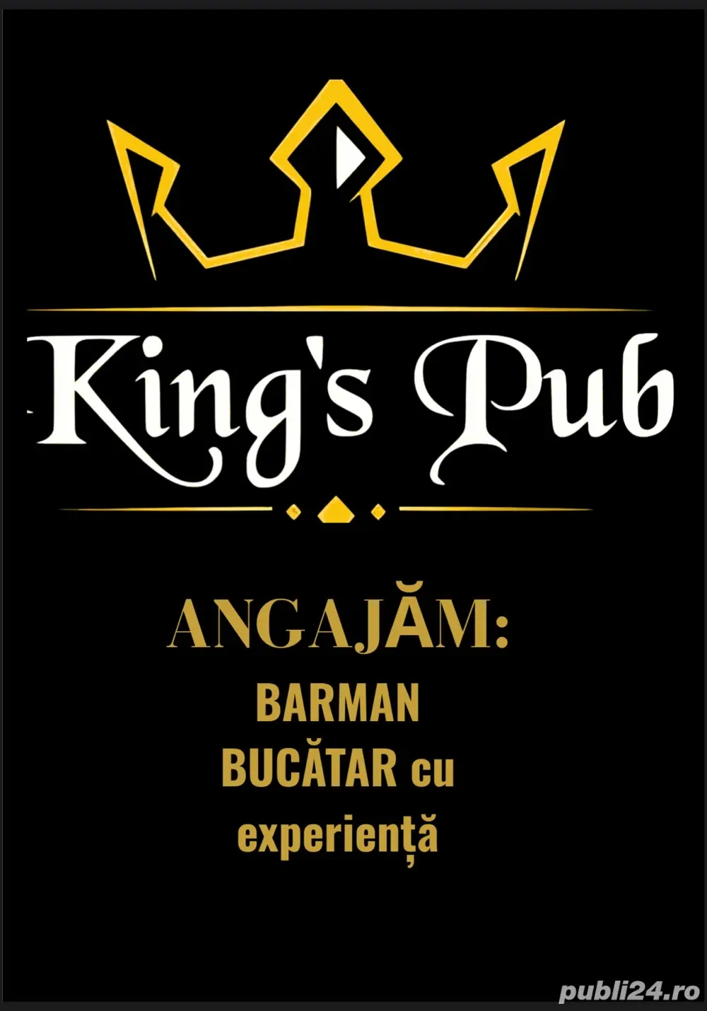 Kings Pub angajeaza