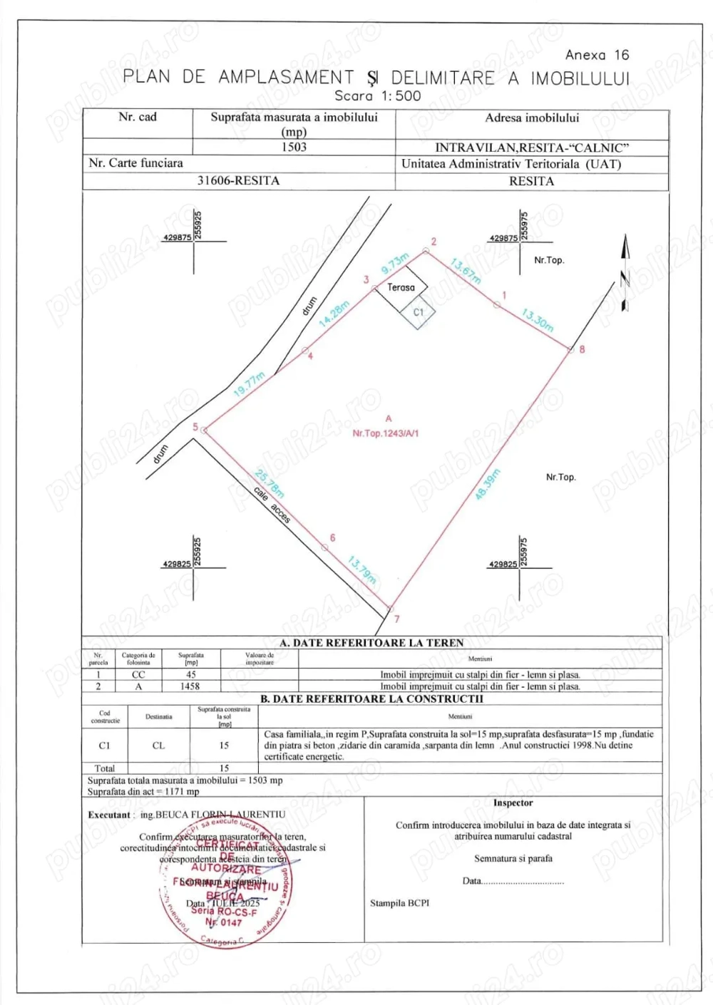 Atentie! Comision 0%! Teren 1503 mp cu constructie in cea mai cautata zona a Resitei!