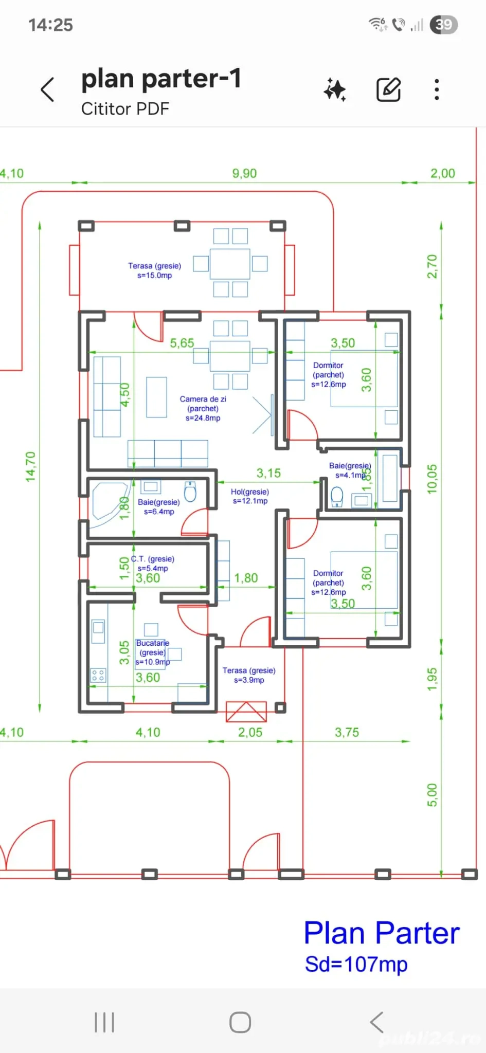 Vand casa individuala pe parter, teren 640 mp in Mosnita Noua