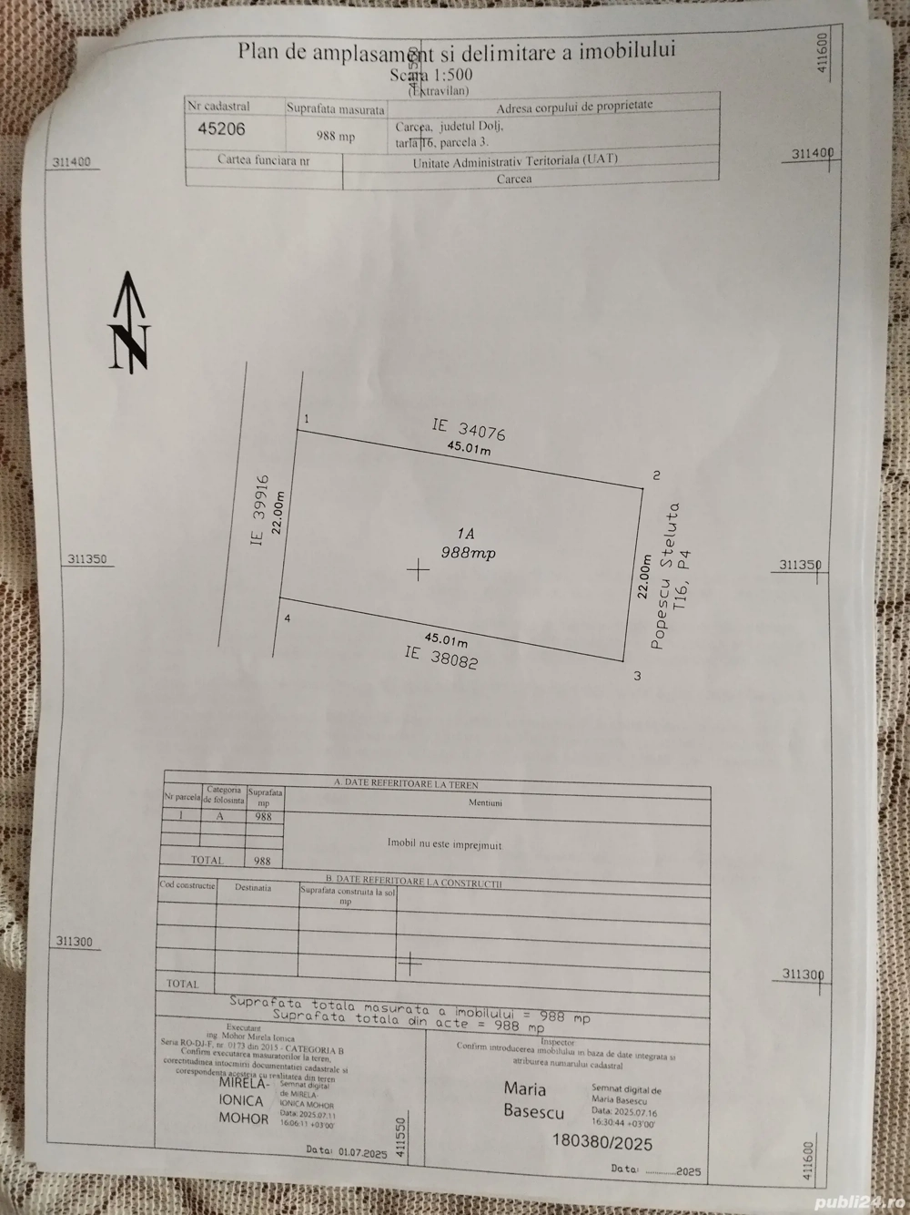 Vând teren intravilan in Com.Cărcea jud.Dolj.