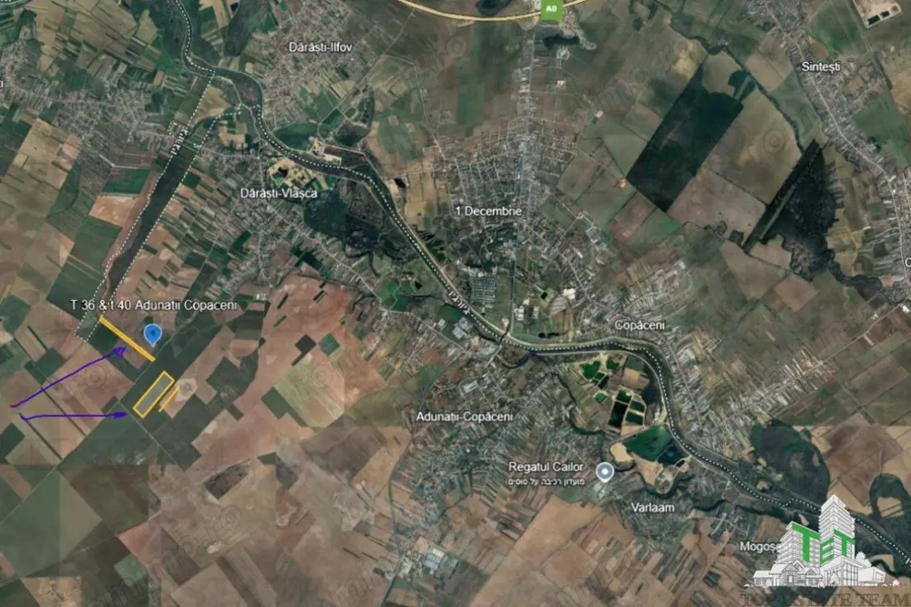 Oportunitate pentru investitori. Teren intravilan 186.441 mp in zona viitorului aeroport internation