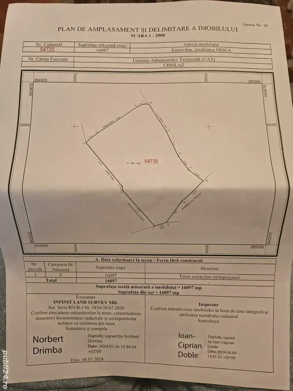 Vând teren nearabil acoperit cu salcâm matur, 1,6 ha   Mișca, Bihor