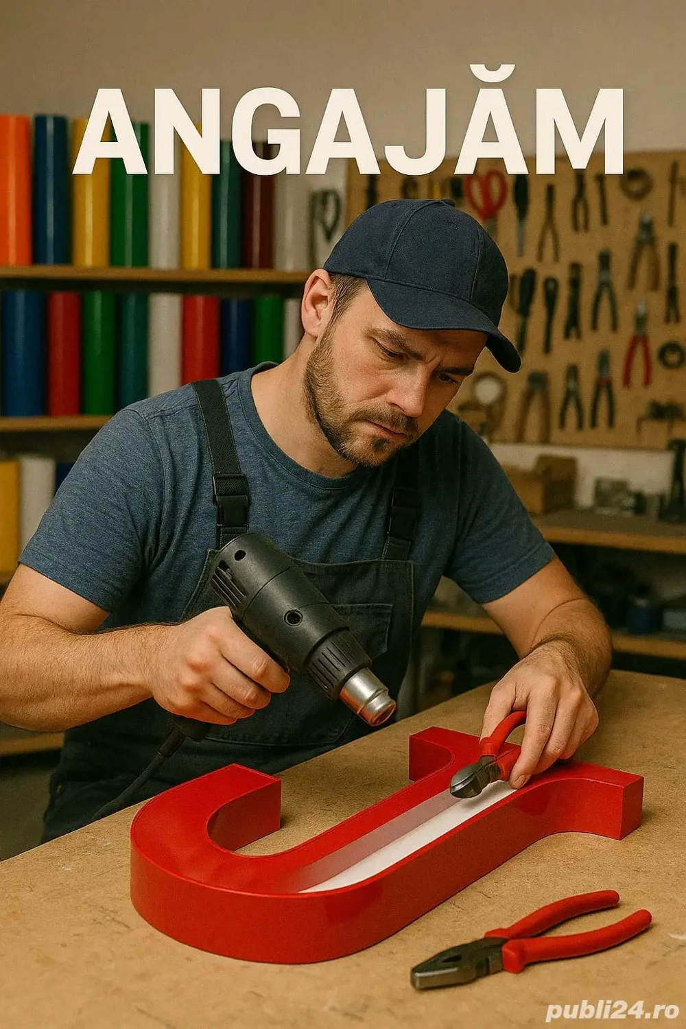 Lucrător în atelier de producție publicitară 