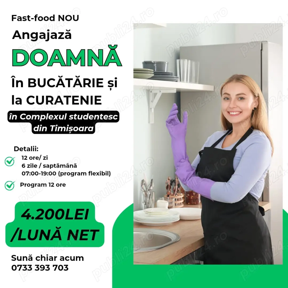Doamna in bucatarie si curatenie
