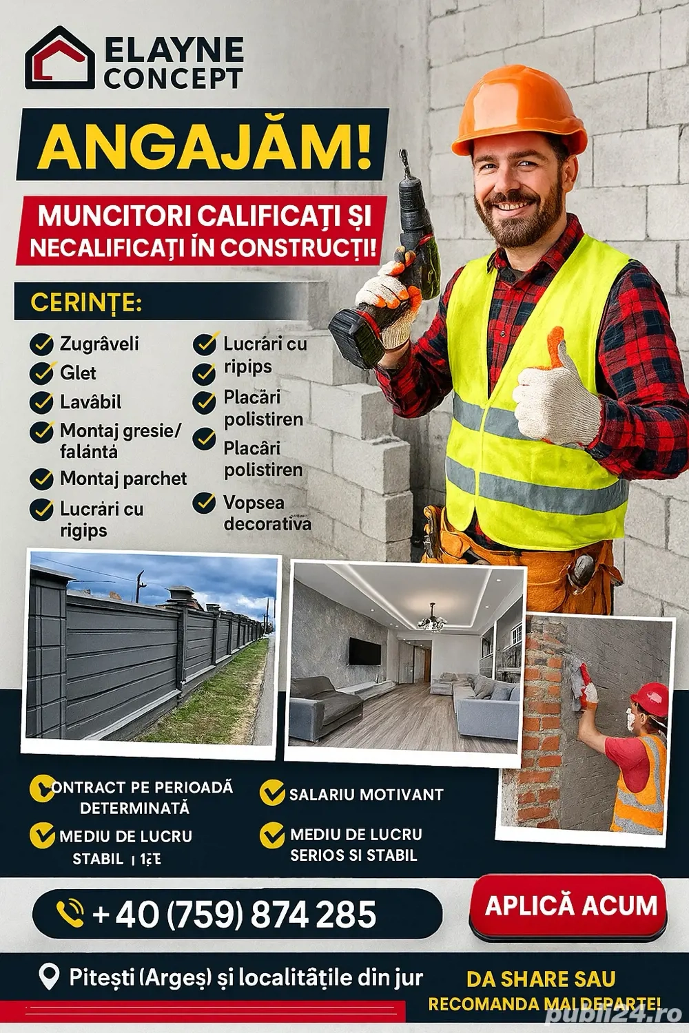 Angajam muncitori in constructii 