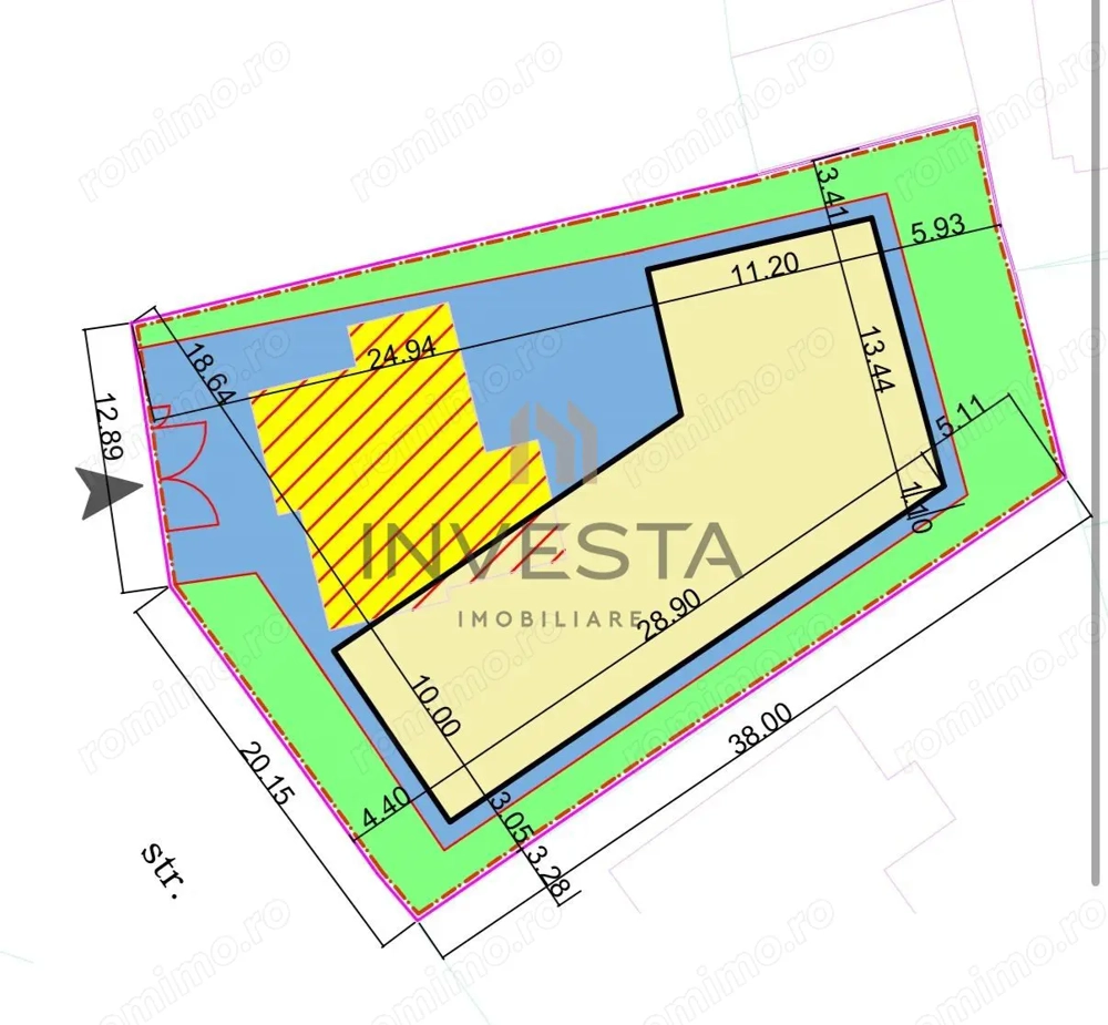 Rar pe piata! Teren in zona Piata 14 Iulie! 1040 mp cu front  34 m!