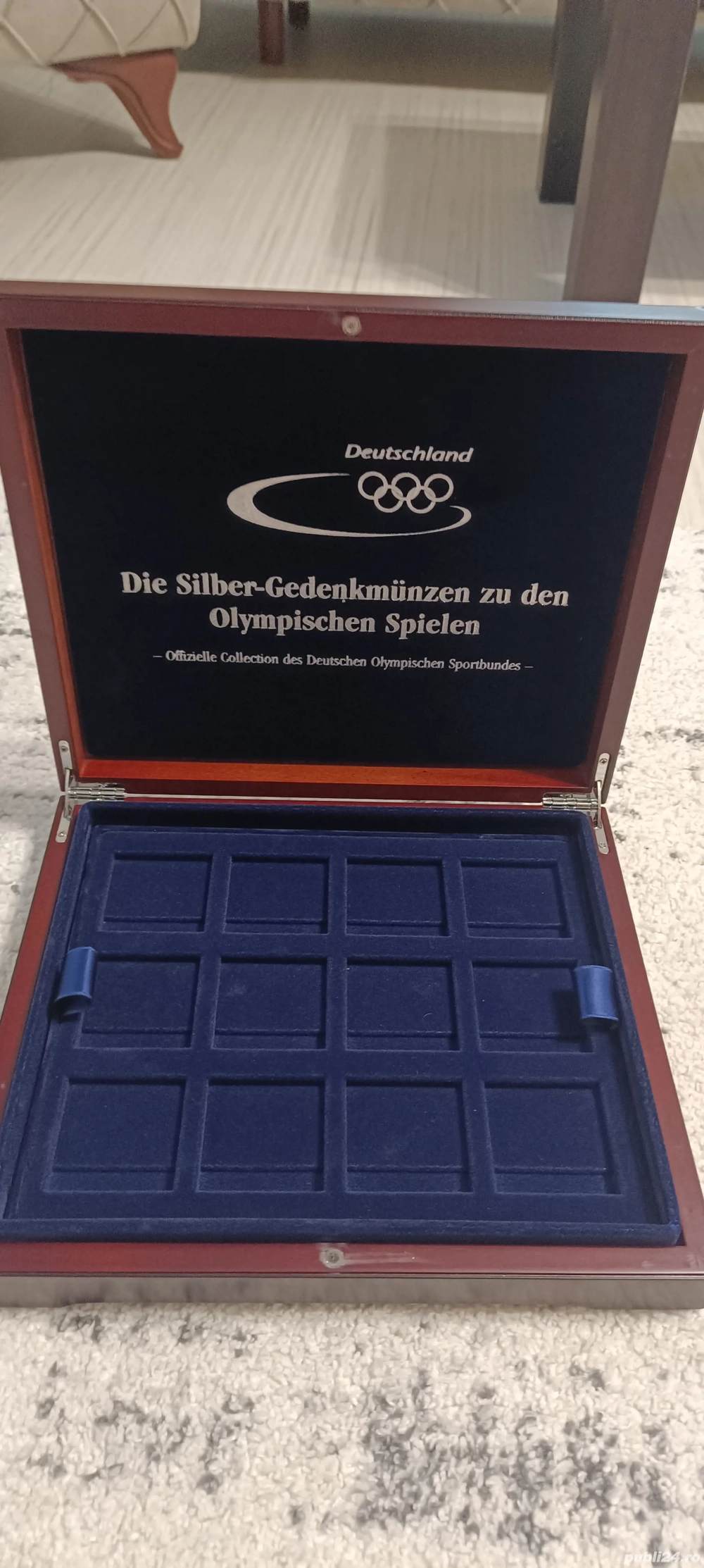 Cutie depozitare din lemn pentru monede 