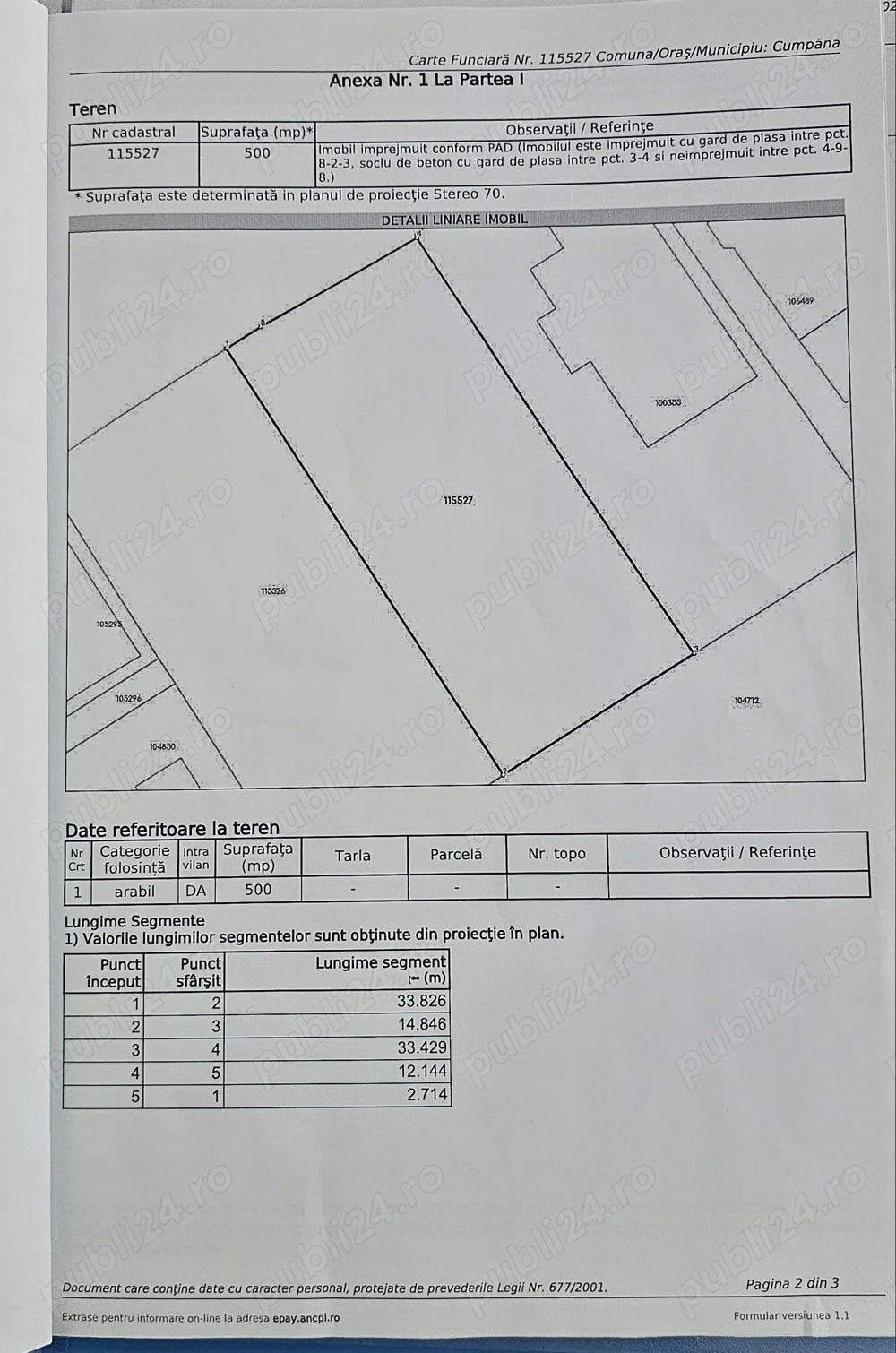 Teren Cumpana 500 m central intre case CERTIFICAT DE URBANISM