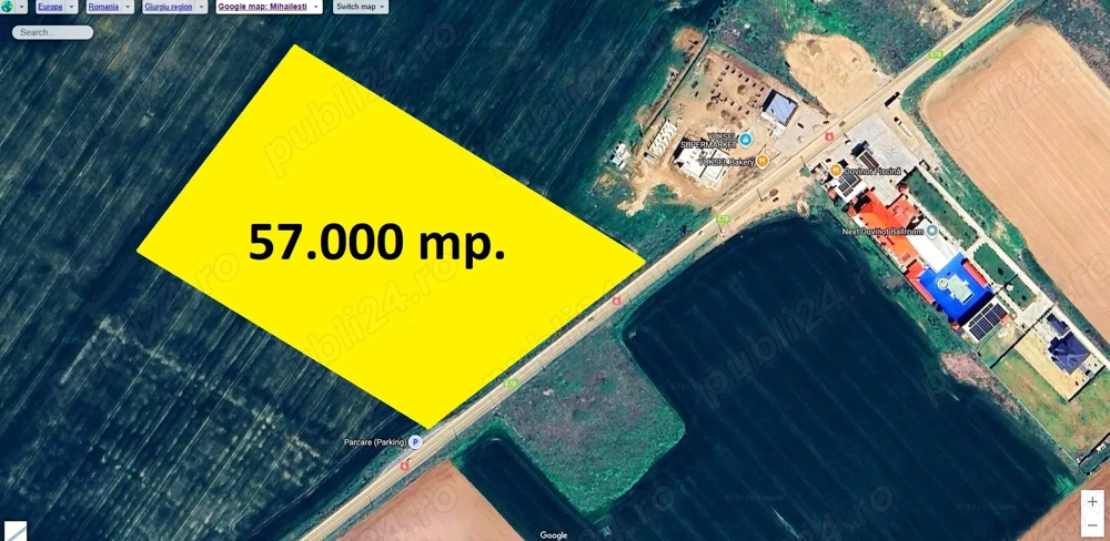 Mihailesti - vav de Piscina Dovinot, 57000 mp. teren intravilan cu deschidere la DN6