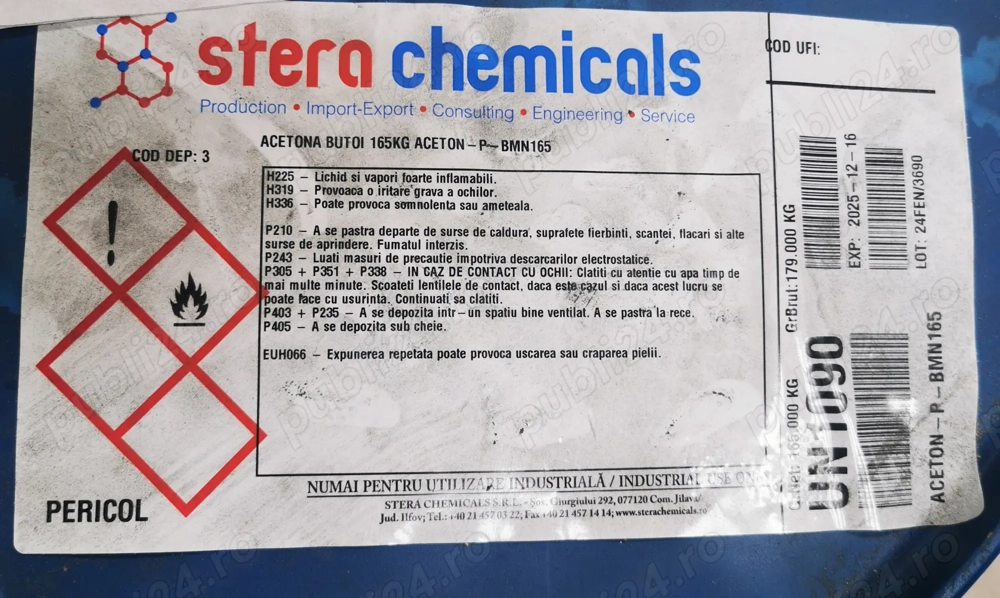 Acetona industriala 99%puritate 