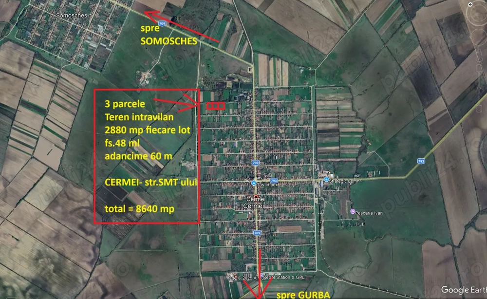Terenuri intravilane 2880 mp Cermei fs.48 ml - 6350 euro