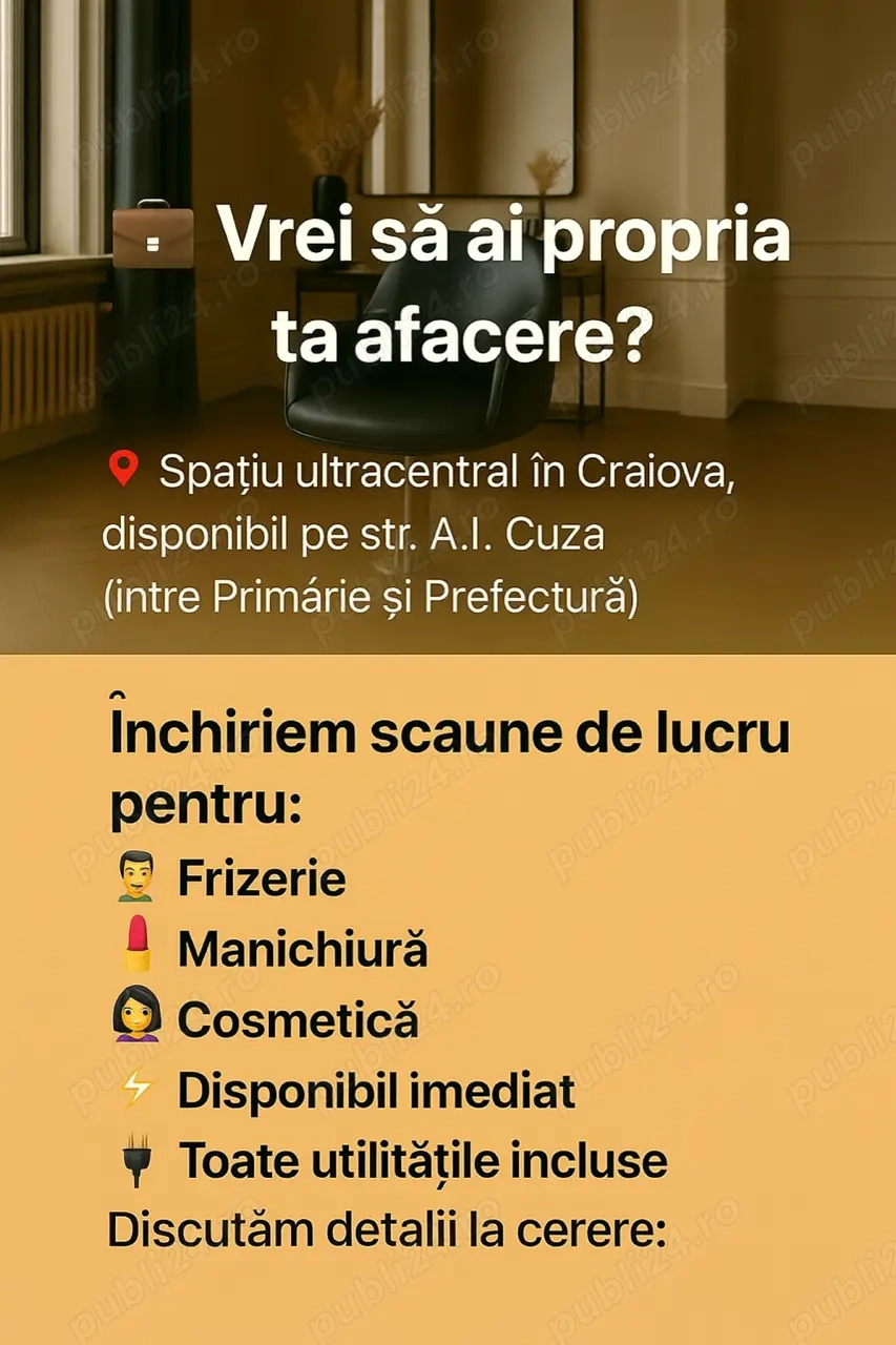 Inchiriem scaune de lucru-frizerie-manichiura-cosmetica