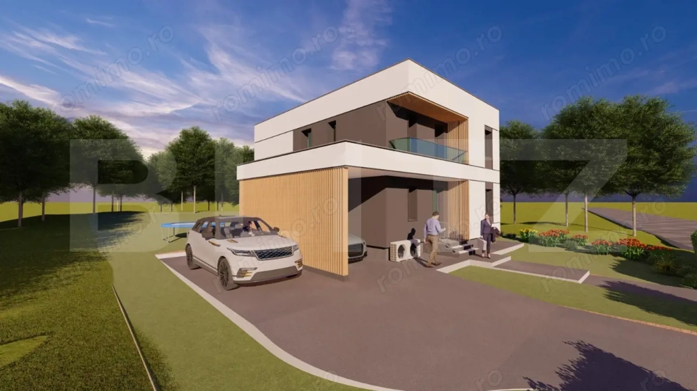 Casa moderna, la standard NZEB, 800 mp teren, Sopor Casa moderna, la standard NZEB, 800 mp teren, Sopor