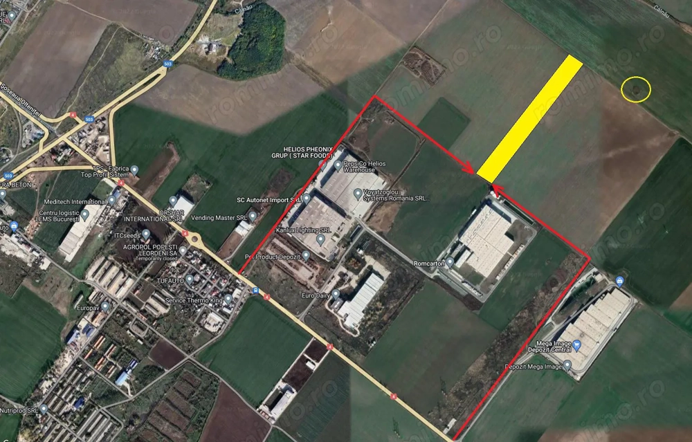 Teren industrial 4,5ha DN4 Popesti Leordeni loturi de 9.000mp