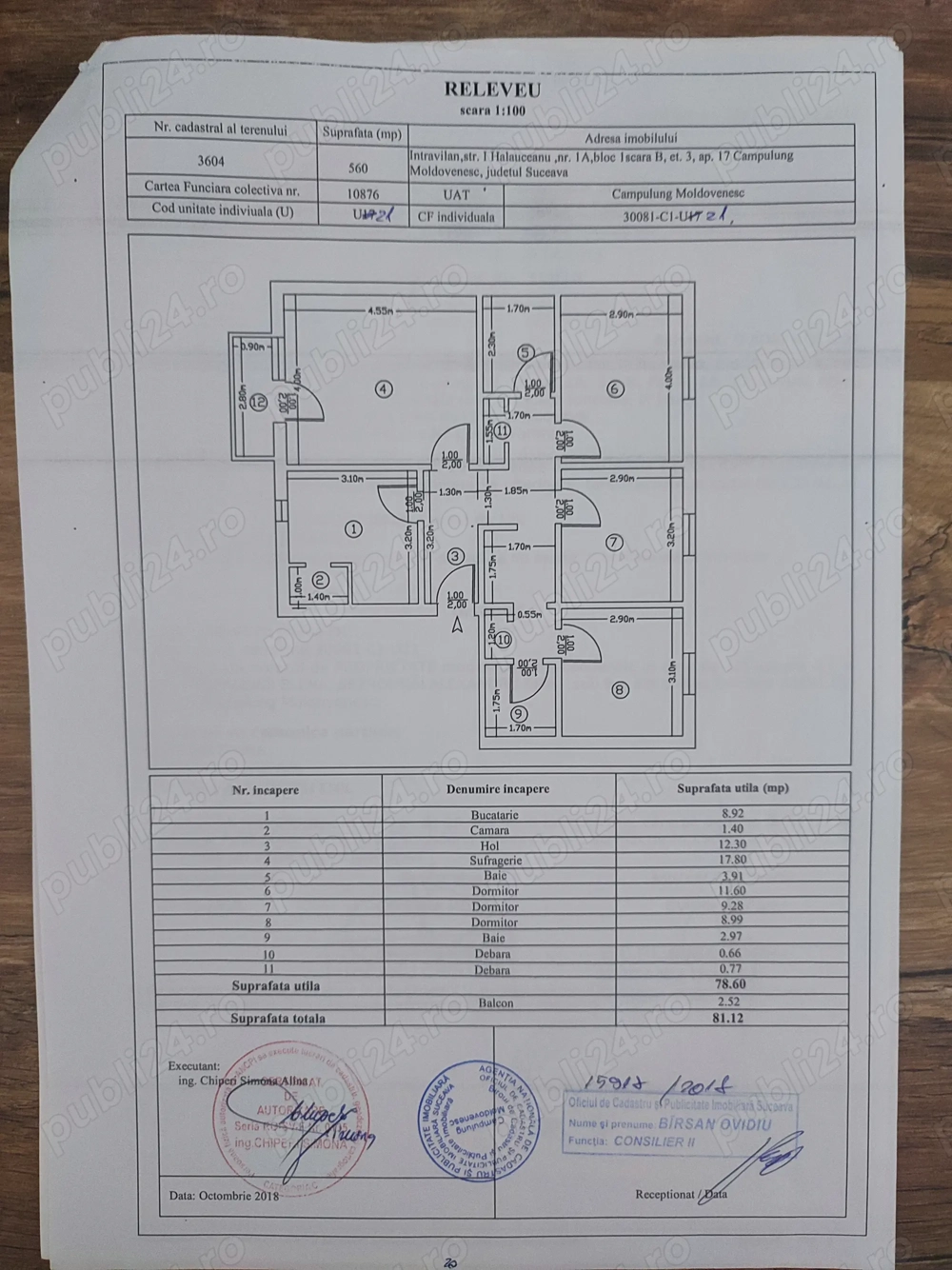 Vând apartament cu 4 camere decomandat 81 mp etaj 3..