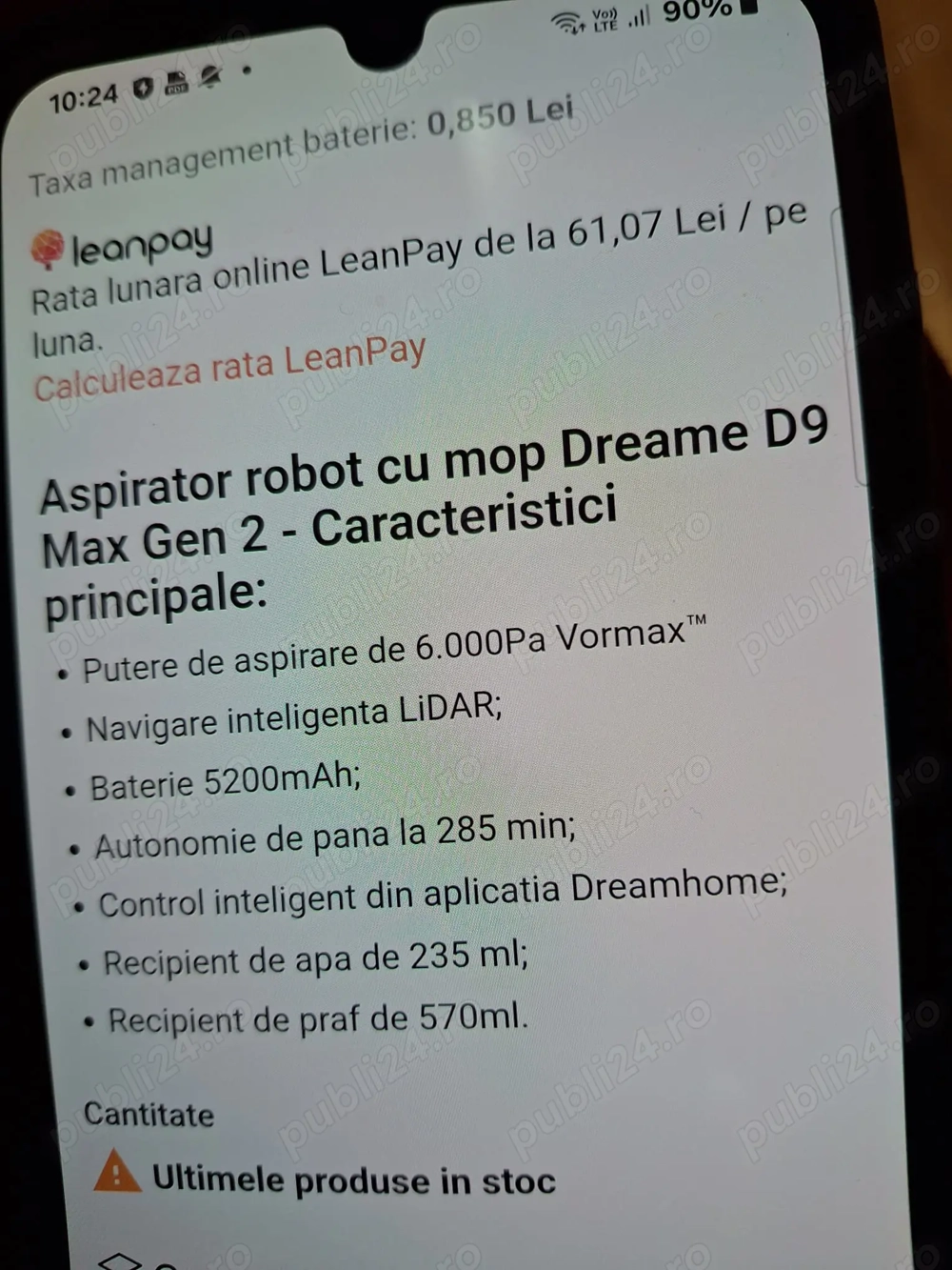 Aspirator robot dreame D9 max gen 2