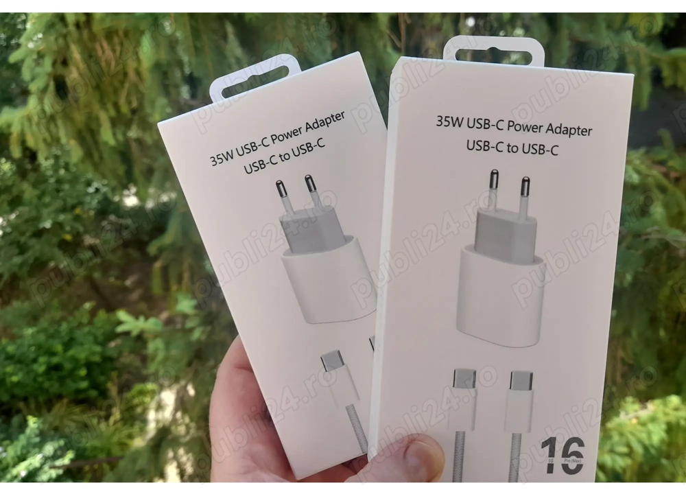 set Incarcator 35w fast charge iPhone 15 16 17 Pro Max , noi sigilate