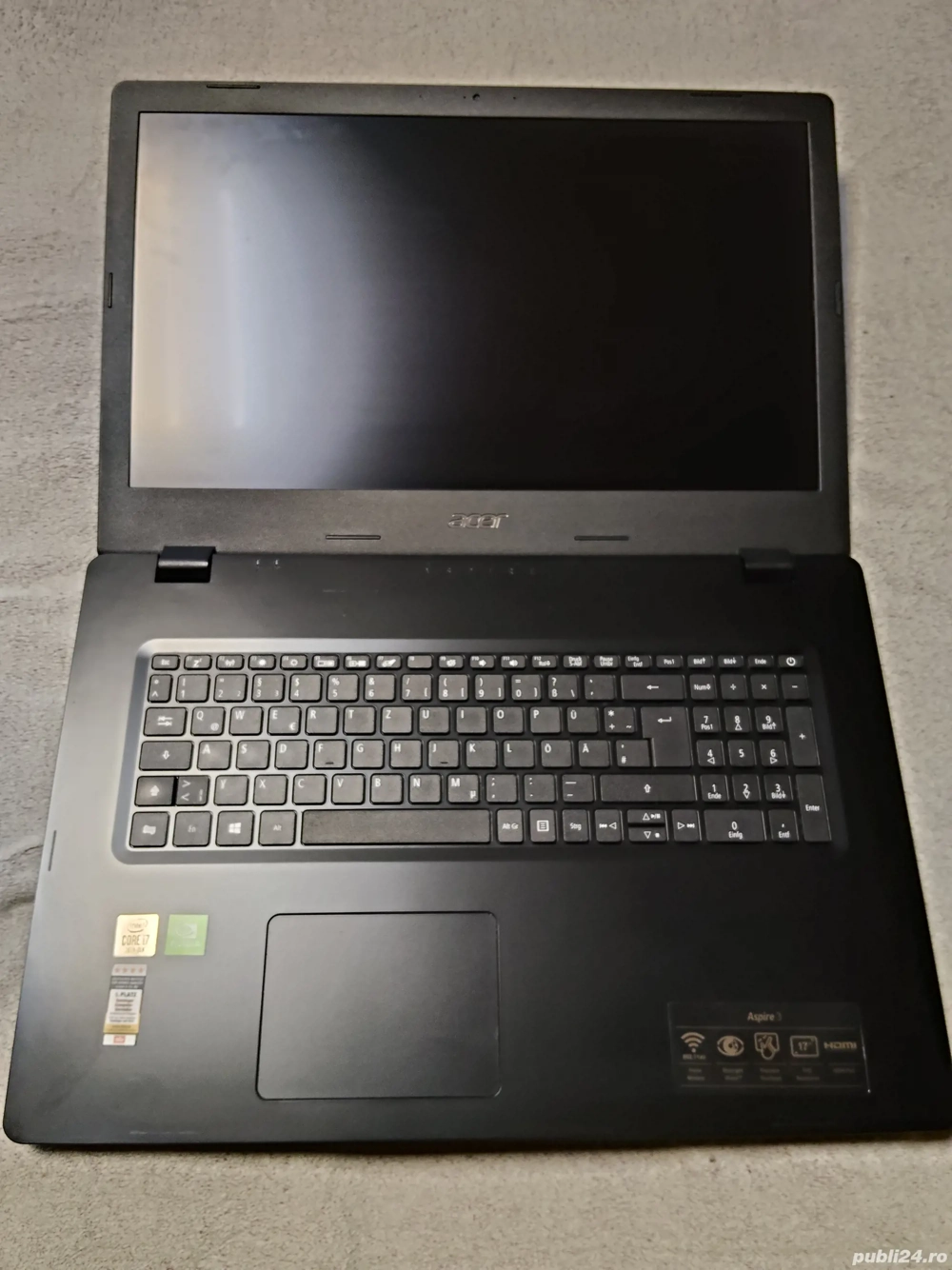 Laptop Acer a317 placa defecta i7 gen10 ,mx250,4gb ram ,fara ssd 