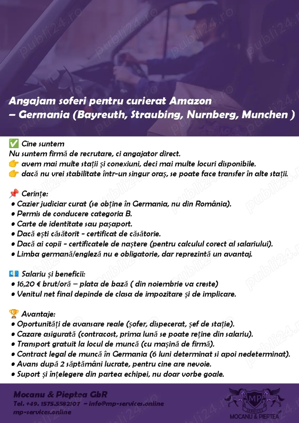 Angajăm curieri în Germania 