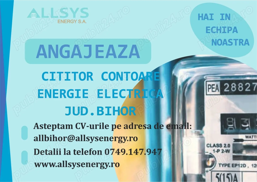 Cititori contoare electrice zona Oradea: Salonta, Secuieni, Alesd si Marghita