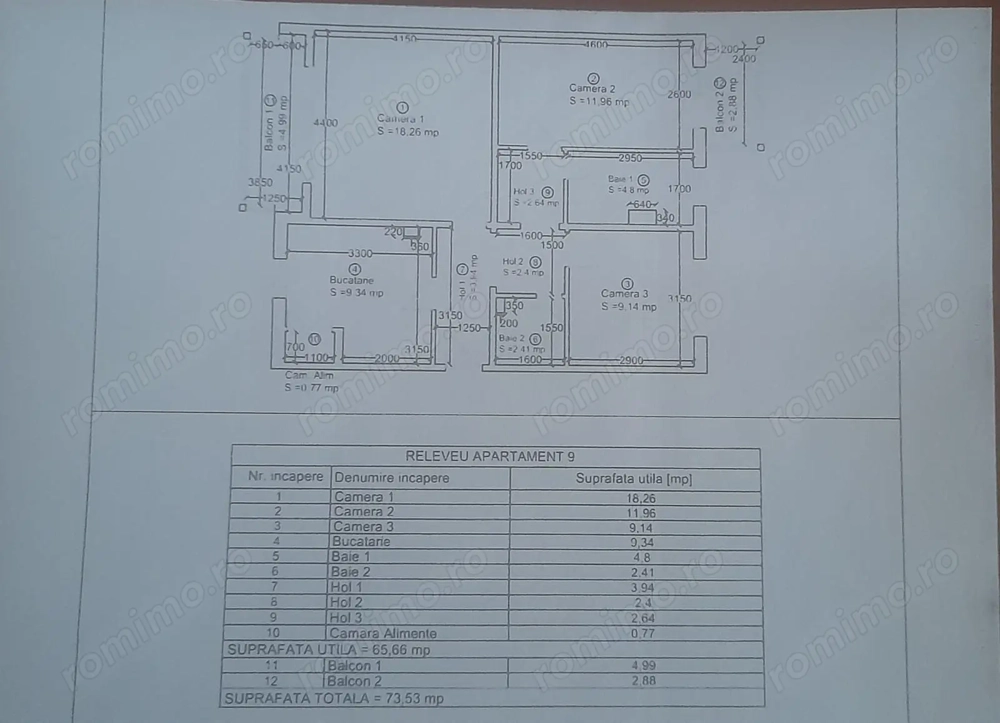 OCAZIE !!! ap 3 camere DECOMANDAT total cu 2 bai 2 balcoane foarte spatios 65 mp utili terasa NORA