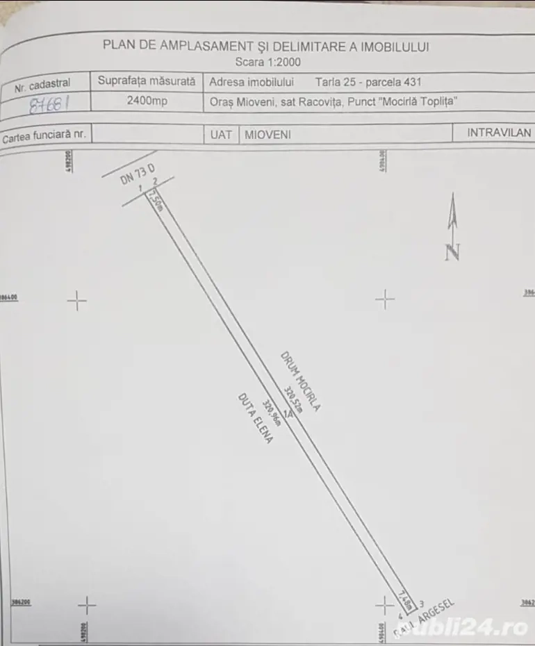 vând pamant in zona Haulote pe drumul spre Davidesti